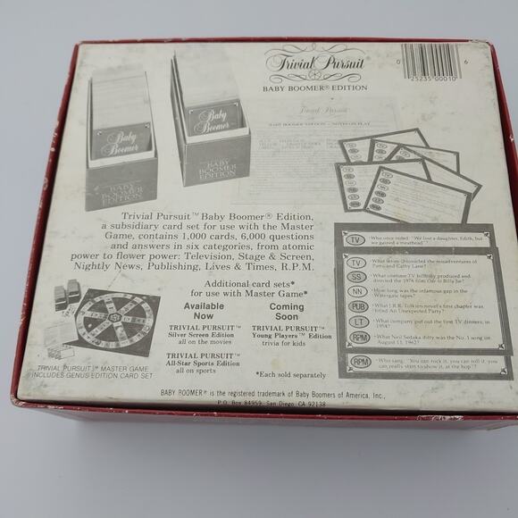 Trivial Pursuit Baby Boomer Subsidiary Card Set Genus Edition 1983, Vintage HTF - Picture 2 of 3